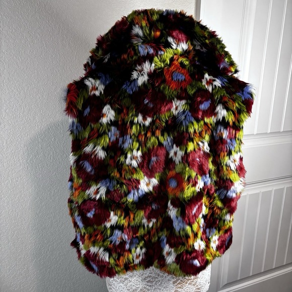 Entro Women's Multicolored Faux Fur Teddy  Vest Large NWT Colorful Boho - Picture 4 of 11